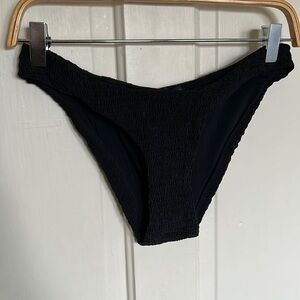 Black Textured Aqua Bikini Bottoms